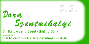 dora szentmihalyi business card